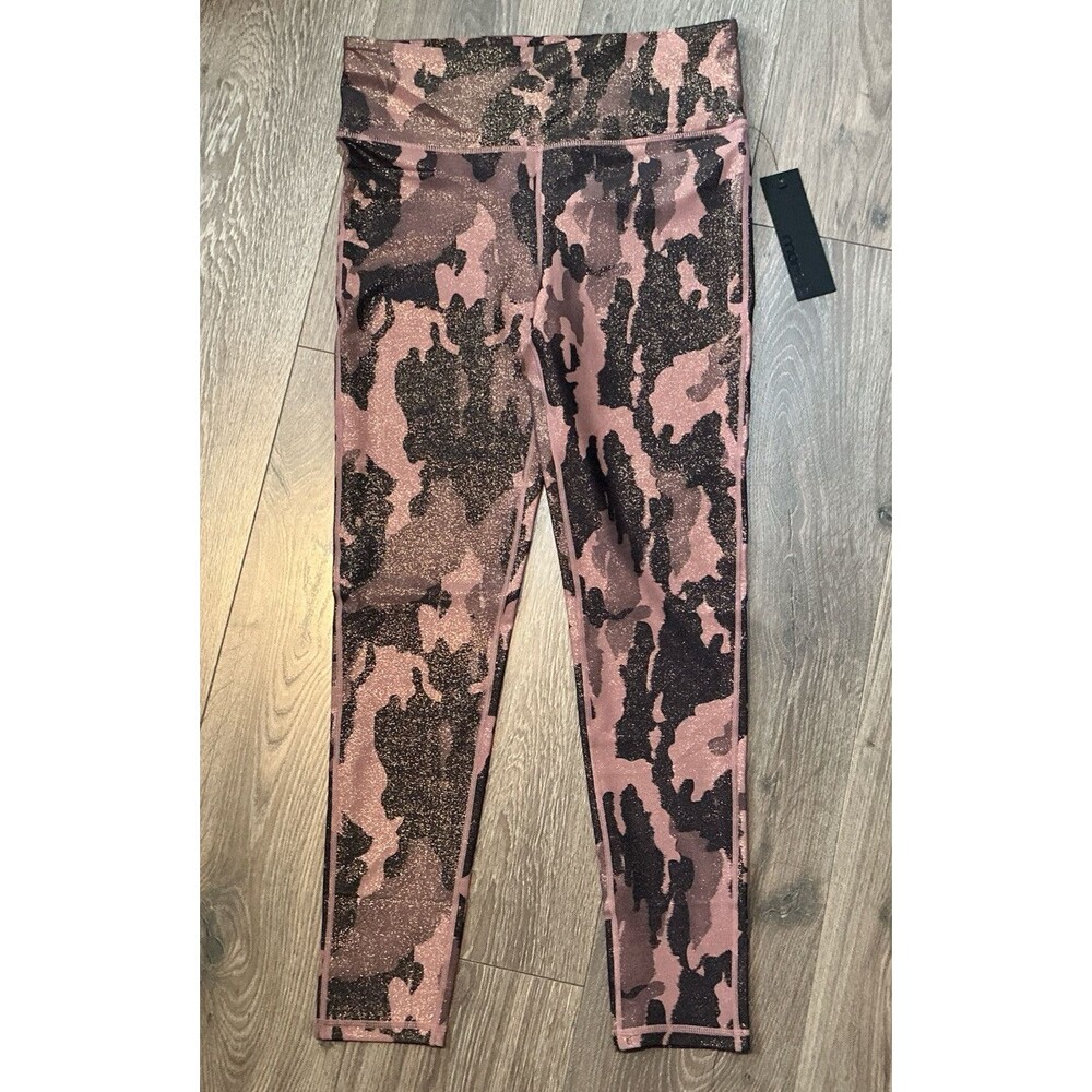 NWT MONO B High Waist Tummy Control Leggings Sparkle Brown Camouflage Size XL